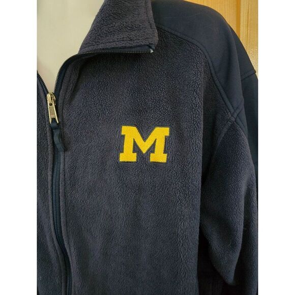 Vintage Columbia Univ of Michigan Fleece Jacket Full Zip Navy L - Picture 3 of 13